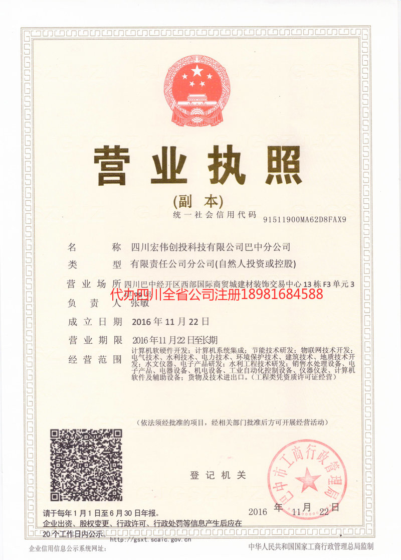 恩阳恩阳宏伟创投科技有限公司